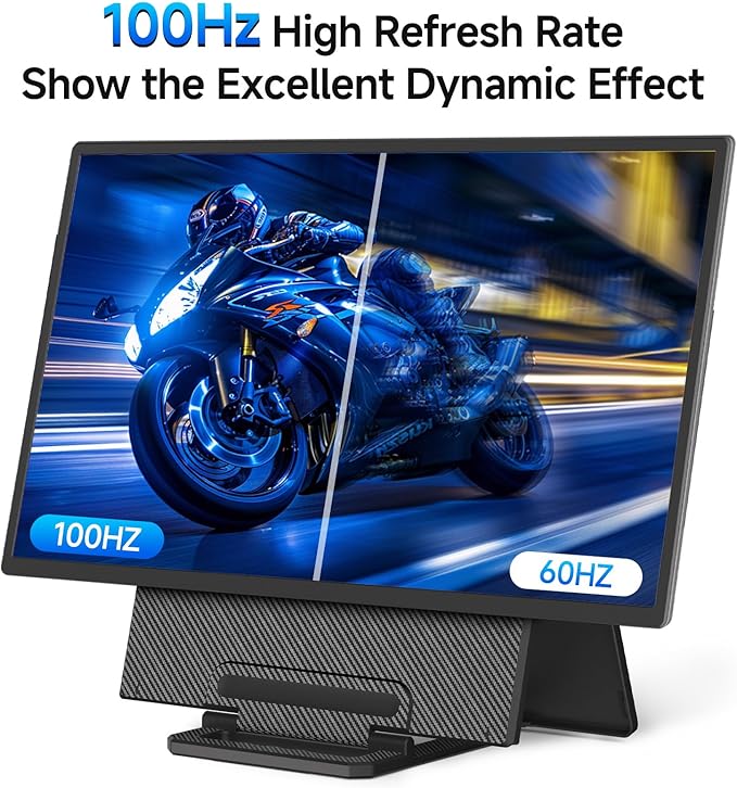 Large Portable Monitor 24 inch - 1080P FHD 100Hz Travel Monitor, 125% sRGB IPS Laptop Screen Extender, VESA Compatible, Height Adjustable Detachable Stand with USB-C HDMI for Work Gaming Office Home