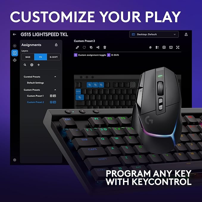 Logitech G502 X PLUS Wireless Gaming Mouse & G515 LIGHTSPEED TKL Wireless Gaming Keyboard, Fully Programmable RGB Low-Profile Keyboard & Mouse Combo PC/Mac