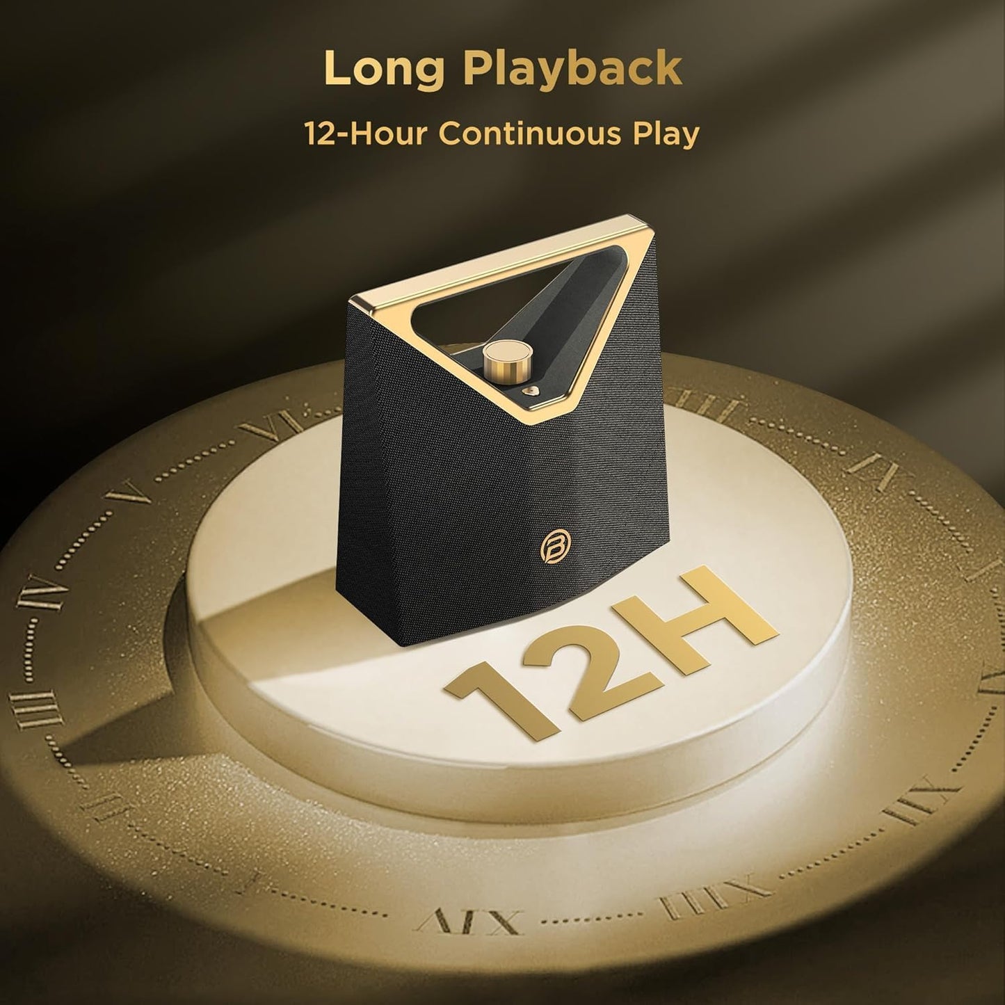 BUGANI Brief Plus Bluetooth Speaker Portable 80W, 12H Long Playtime, Bluetooth Broadcast 100+ Connection, Supports AUX/USB, Outdoor Speaker for Camping, Beach, Party, Golden