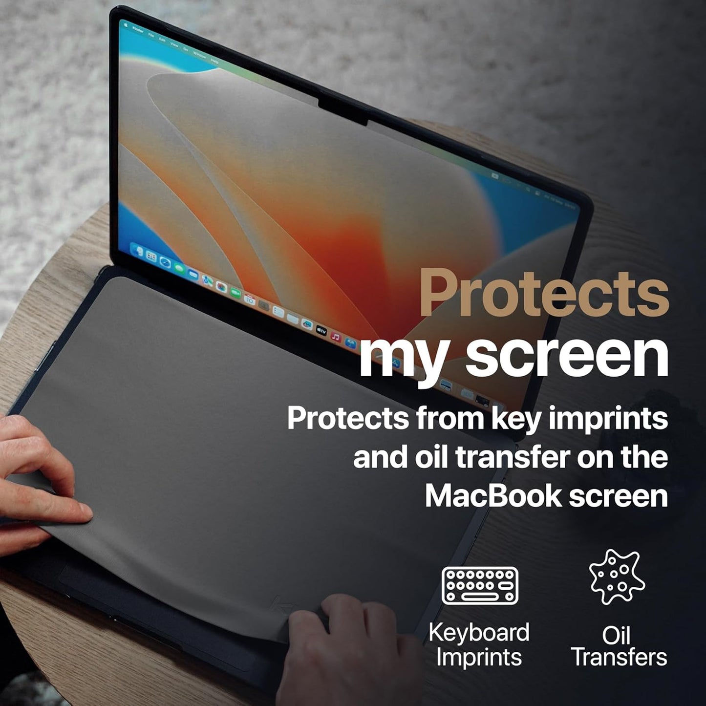 Kuzy Premium Microfiber MacBook Screen Cleaner and Keyboard Protector - Anti-Imprint Laptop Cleaning Cloth for MacBook Pro 16" and MacBook Air 15", Scratch-Free, 13 x 8.5 inches, 1 Pack - Gray