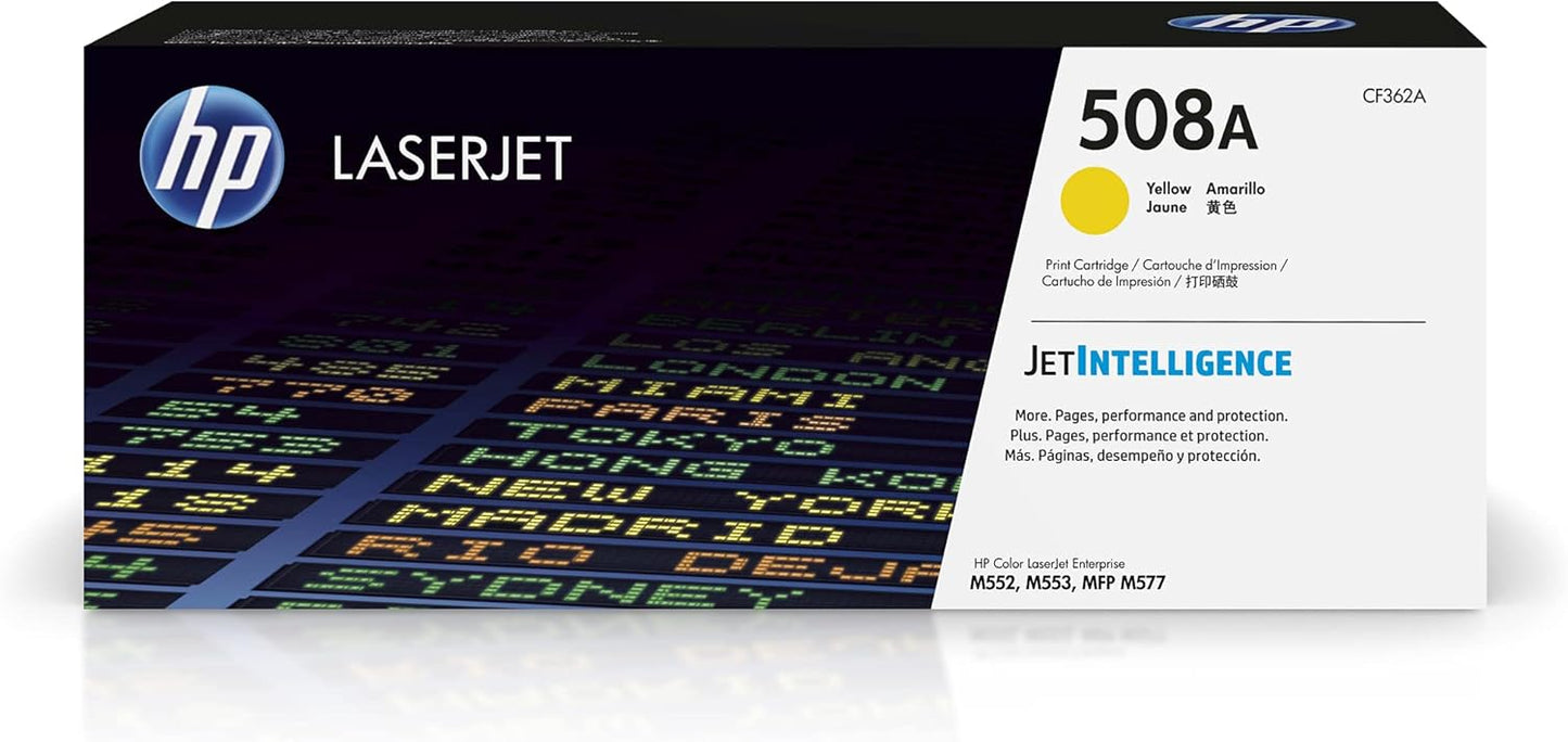 HP 508A Yellow Toner Cartridge | Works with HP Color LaserJet Enterprise M552, M553, HP Color LaserJet Enterprise MFP M577 Series | CF362A