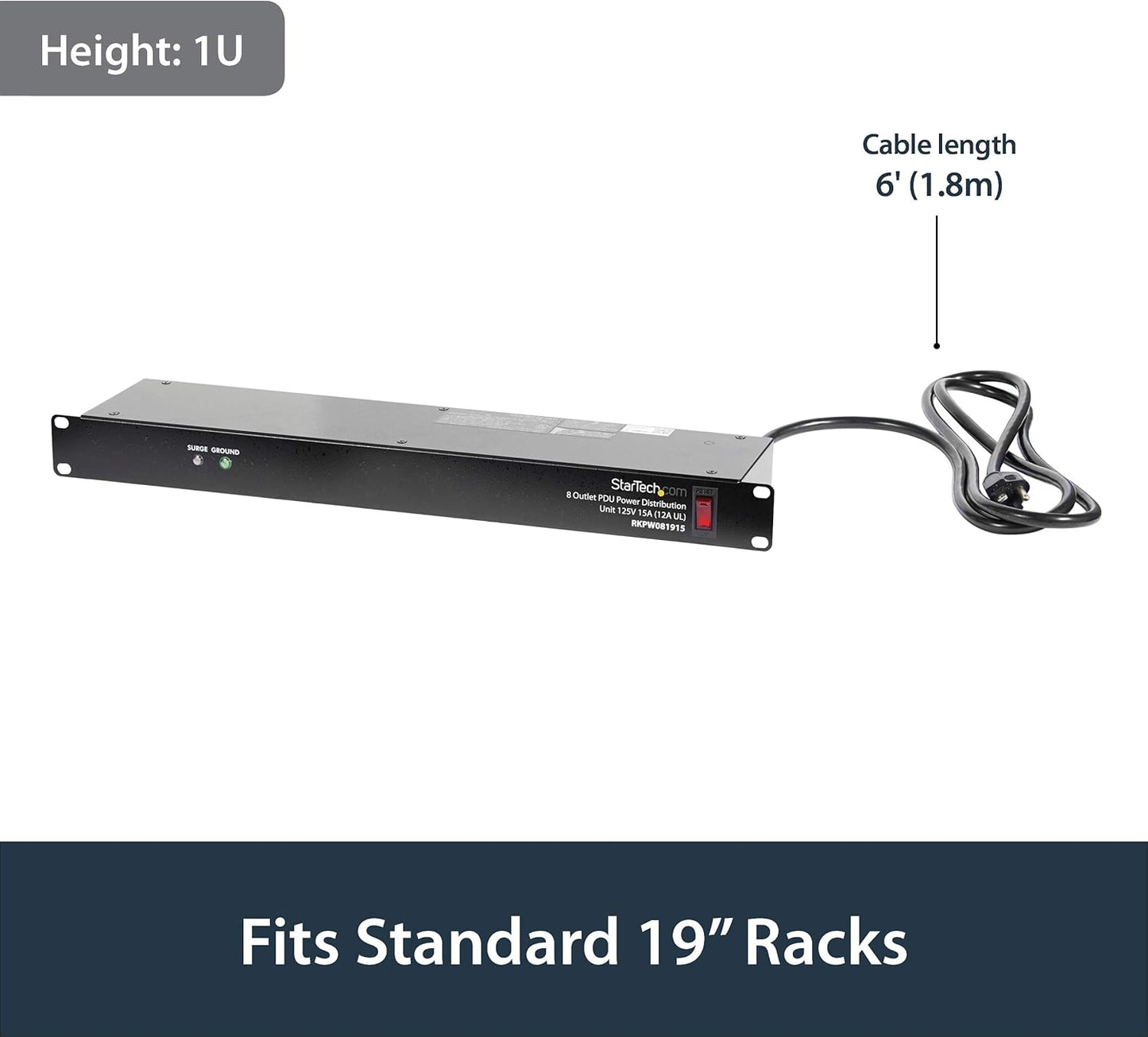 StarTech Wall Mount Rack with Shelf and Power Strip for Networking Equipment (8U)