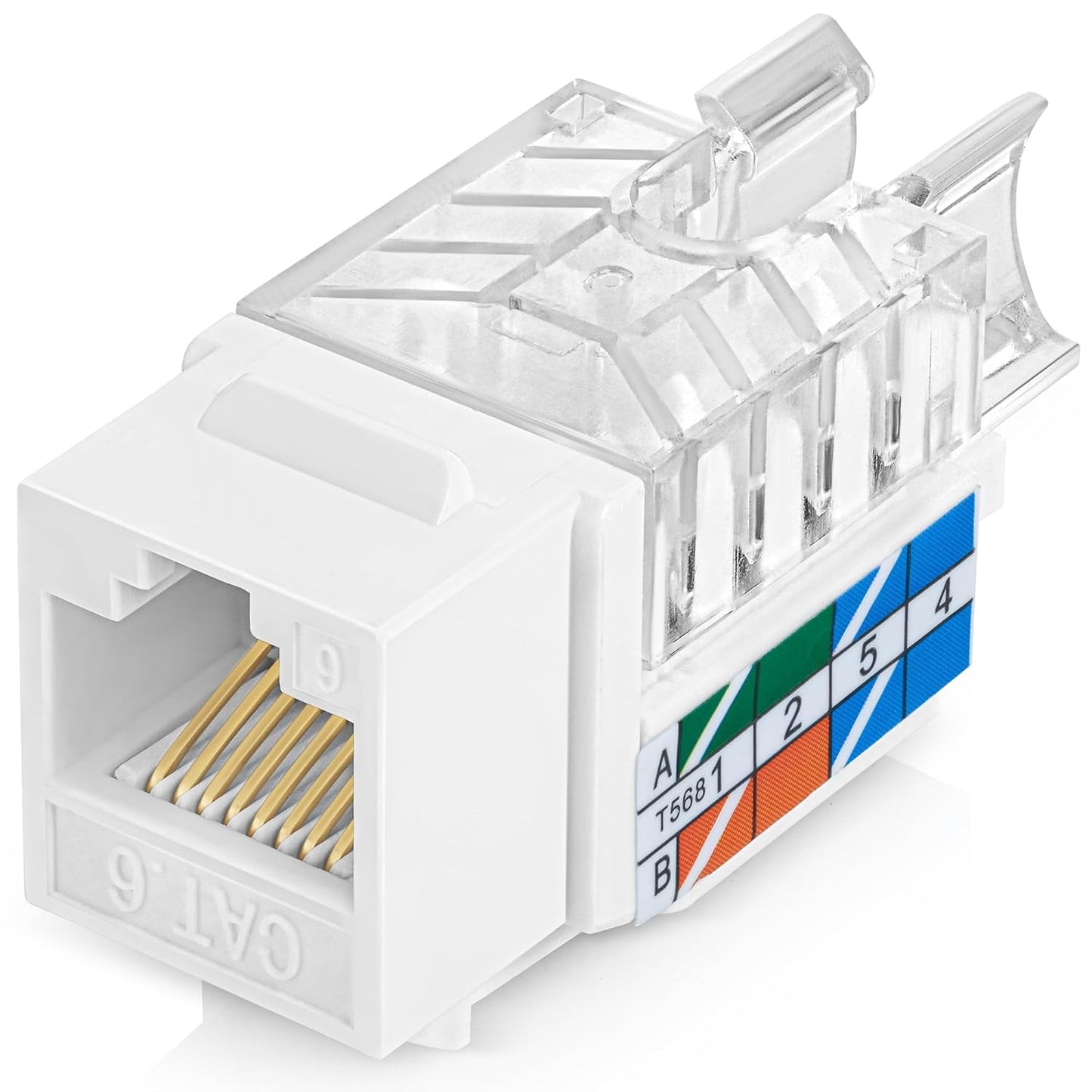 Everest 45° Angled RJ45 Cat6 Keystone Jacks 100-Pack in White - Slim Profile Female RJ45 Connectors - Cat 6 Keystone Jack - Compatible with 45° Angled Speed Termination Tool - 45Term (B0BL3GS7ZY)