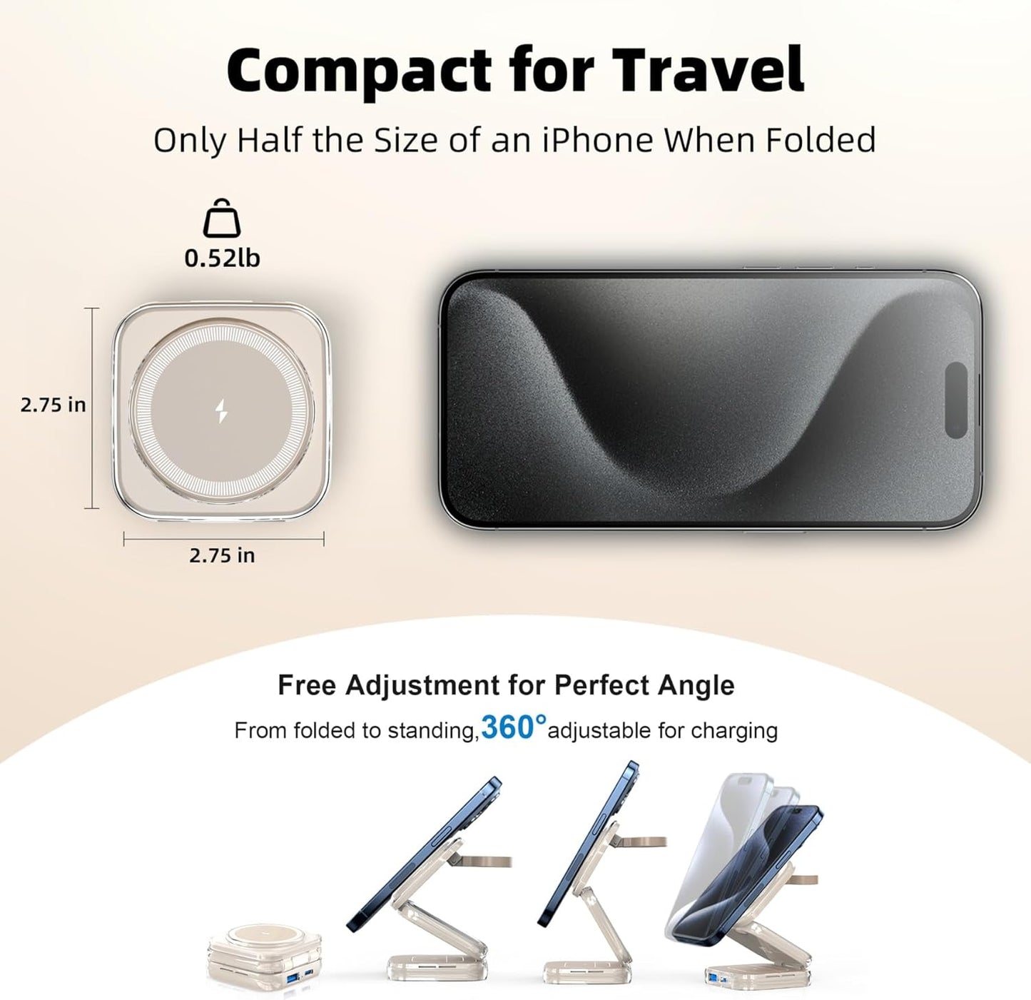 5-in-1 Wireless Charger for MagSafe, AC ISLAND Portable Travel Charging Station, 15W Max Fast Foldable Magnetic Stand, Evolved for iPhone 16/15/14/13 Series, Apple Watch, AirPods (with 35W Adapter)