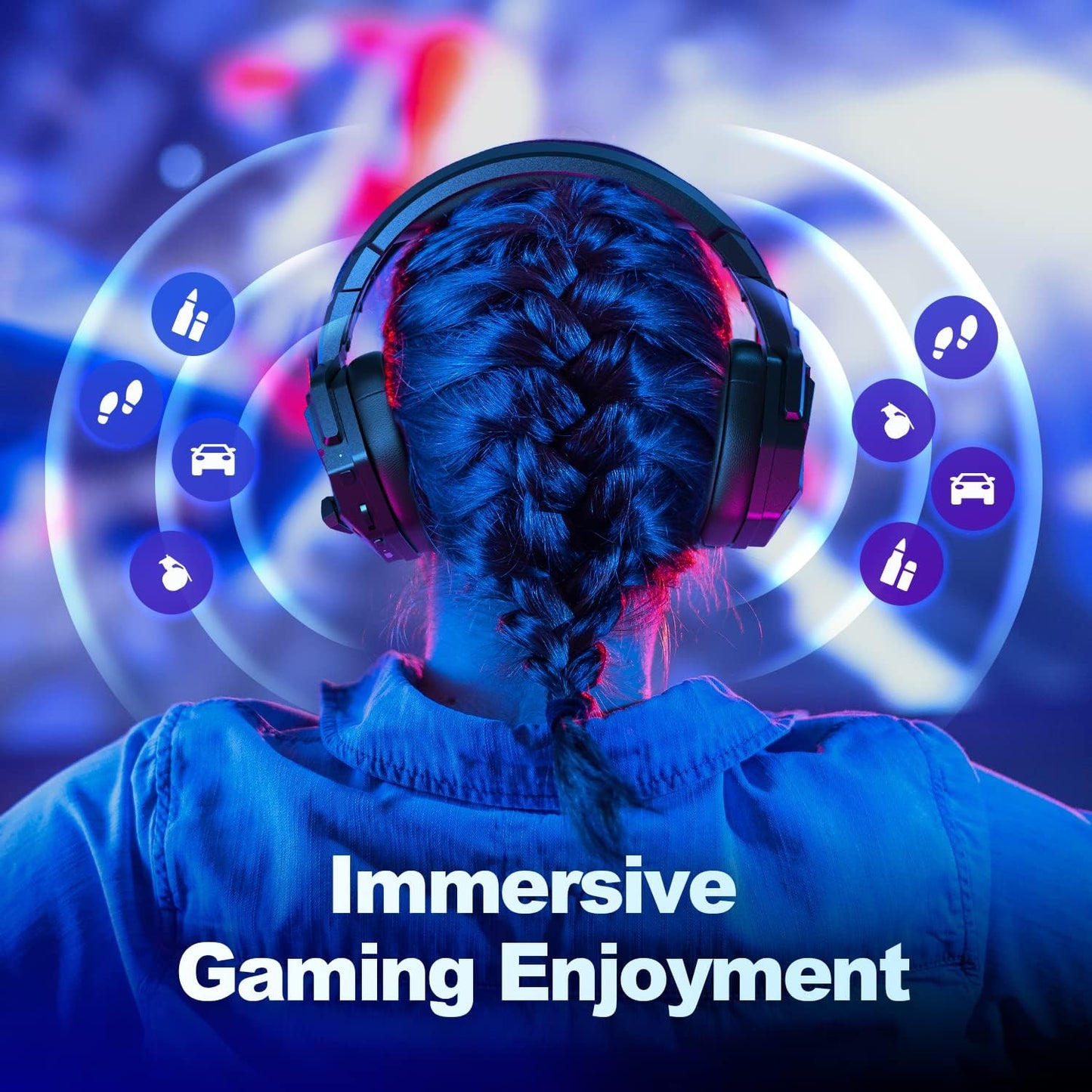 Wireless Gaming Headsets with Mic for PC PS4 PS5 PlayStation 4 5, Bluetooth USB Gamer Headphones with Noise Cancelling Microphone for Computer Laptop PC Mac
