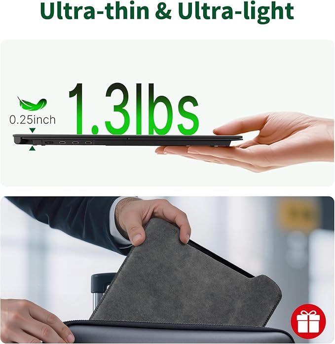 14" Laptop Screen Extender - Ultra Light 1.31lbs FHD 1080P IPS Portable Monitor for Laptops, Attachment Plug & Play Travel Dual Extra Display for 13"-17" Windows/Mac