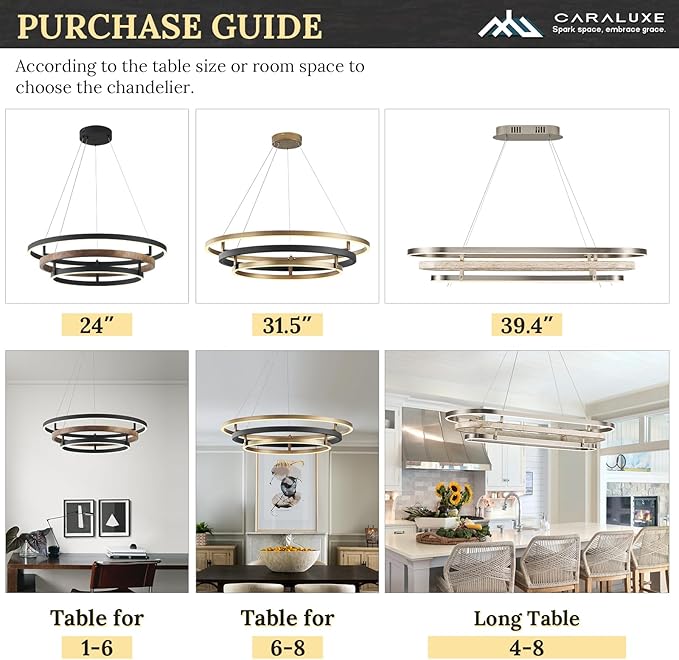 3 Ring LED Chandelier Black Gold Chandelier Light Fixture Dimmable Round Foyer Chandeliers Modern Circular Chandeliers Light for Dining Room Entry Bedroom Office Living Room 24in