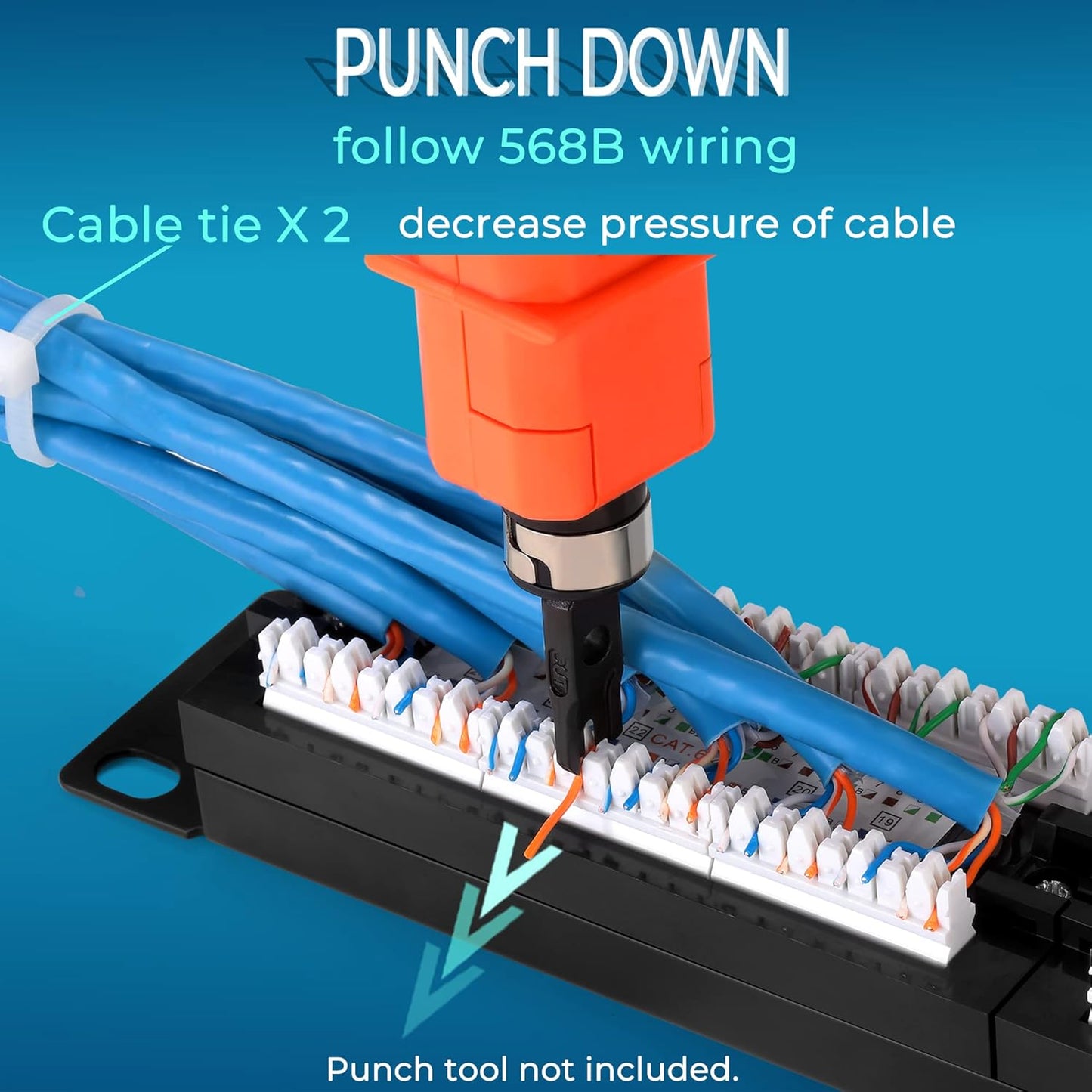 Rapink Patch Panel 12 Port Cat6 10G Support, Network Patch Panel UTP 10-Inch, Wallmount 1U Ethernet Patch Panel Punch Down Block for Cat6, Cat5e, Cat5 Cabling