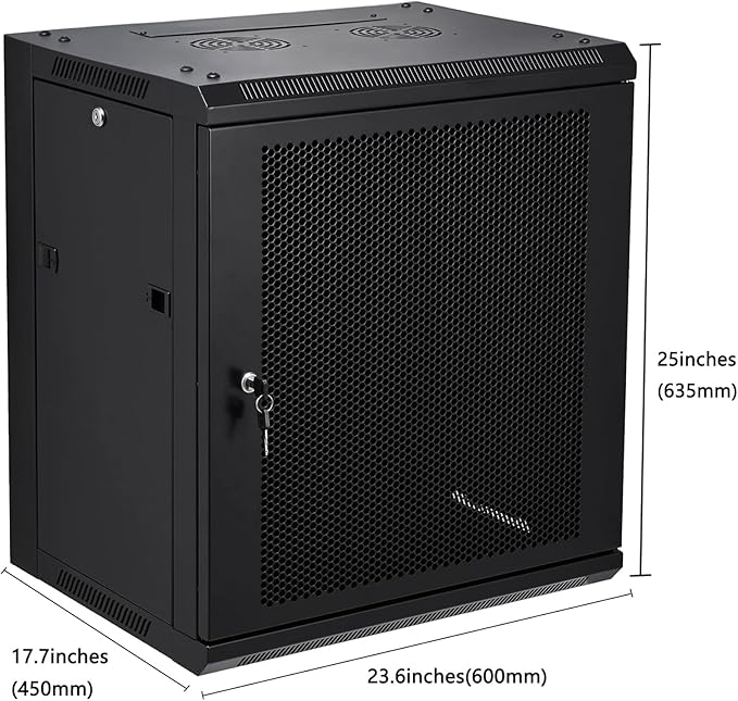 12U Wall Mount Server Cabinet Network Rack Vented Enclosure Locking Door