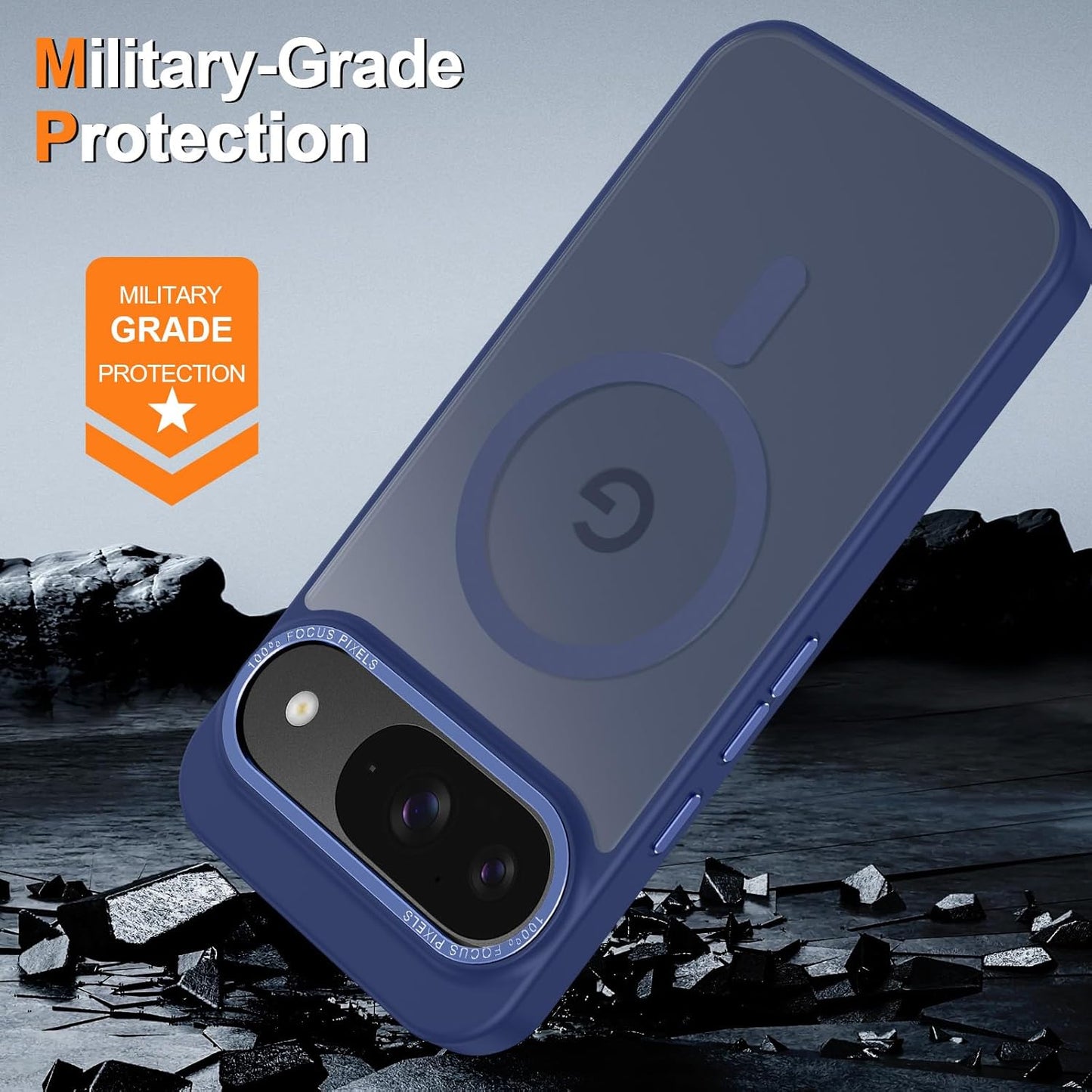Magnetic for Google Pixel 10/Pixel 10 Pro Case, [Military Grade Drop Protection] [Compatible with MagSafe] Shockproof Slim Translucent Matte Anti-Slip for Women Girls Men Case, Dark Blue