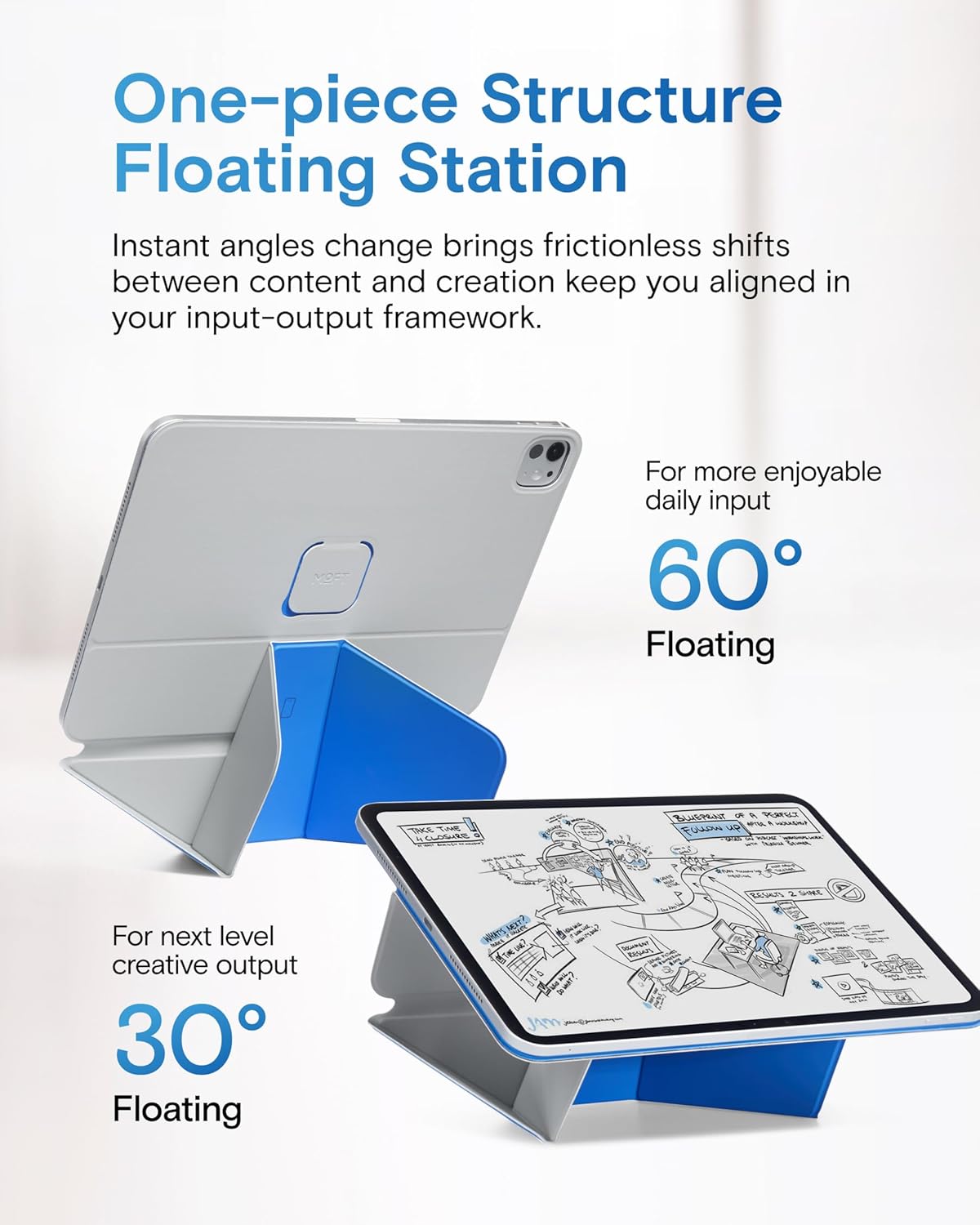 MOFT Dynamic Folio Case for iPad Pro 13 Inch (M4) 2024, Silm Magnetic Stand Case with 20+ Viewing Angles, Auto Wake/Sleep, Ultra Thin, Cement x Sapphire