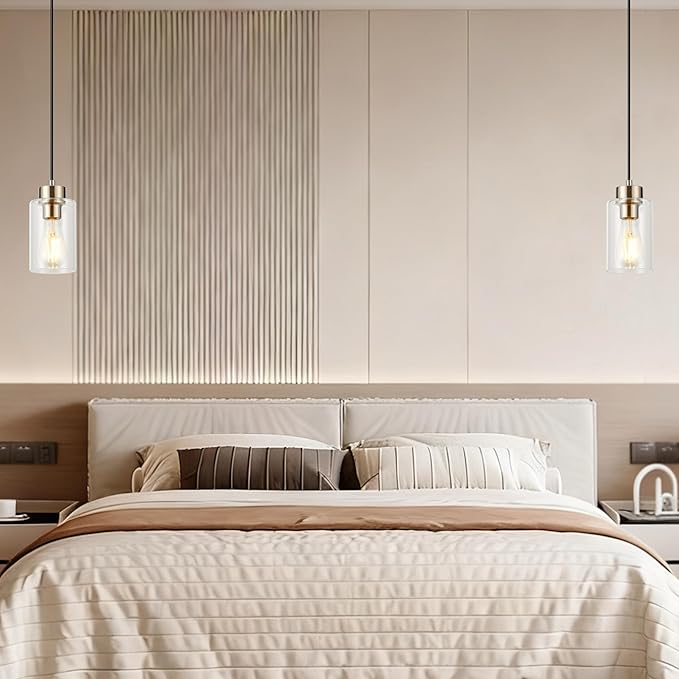 Brushed Nickel Pendant Lights Kitchen Island Clear Glass Pendant Light Fixture for Kitchen Island Dining Room Hallway