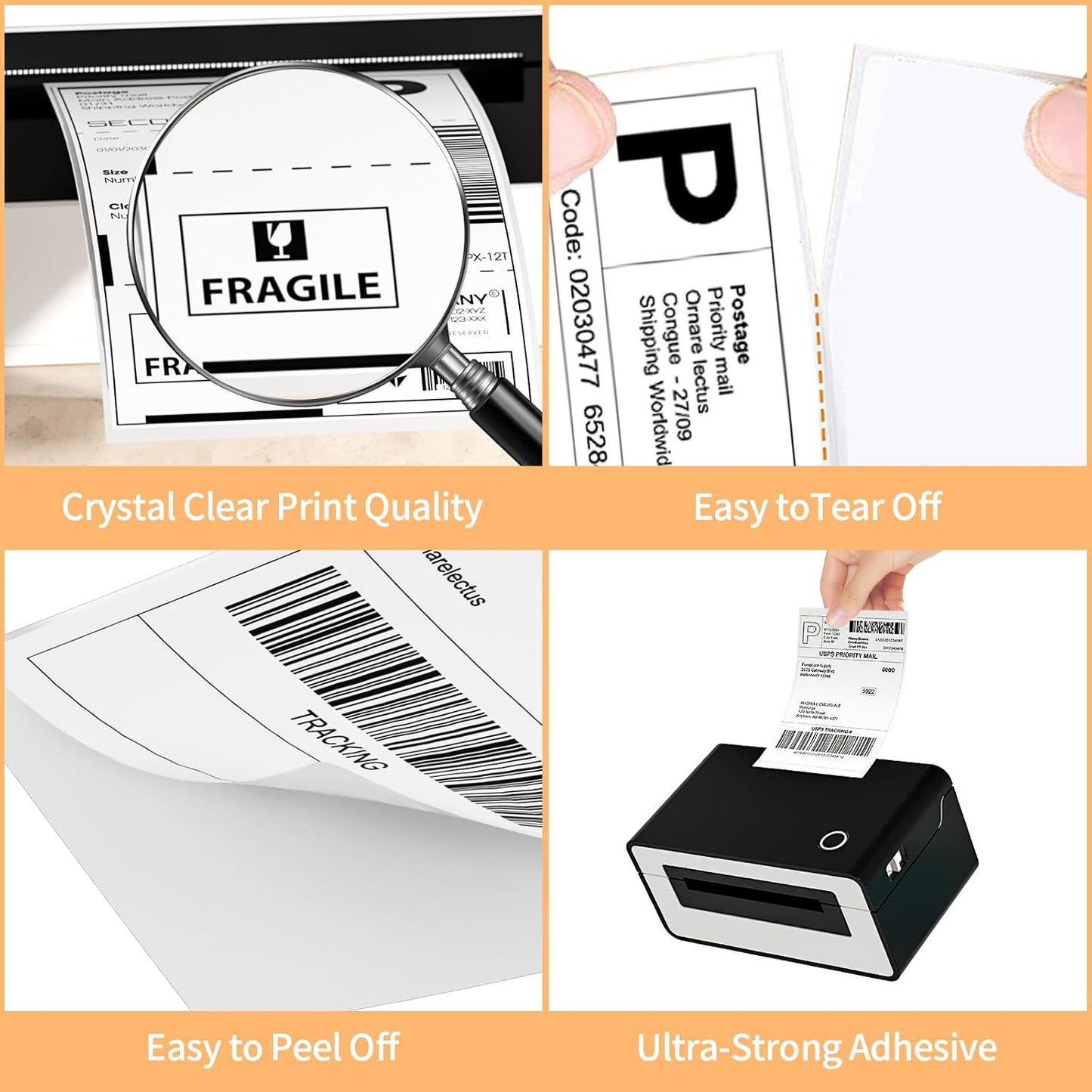 20 Rolls 4" x 6" Direct Thermal Printer Label, 250 Labels/Roll, Total 5000 Thermal Shipping Labels, Strong Adhesive, Commercial Grade, Perforated, Compatible with Most Thermal Printers (NOT for DYMO)