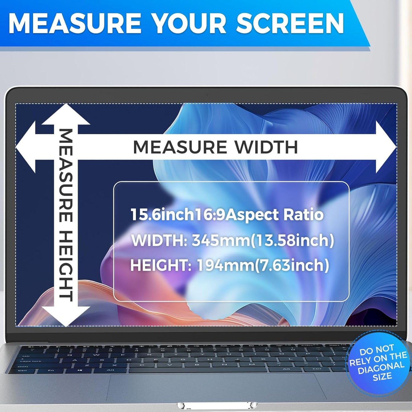 Magnetic Laptop Privacy Screen Filter 15.6 inch for 16:9 Widescreen Computer Monitor, Removable Anti Blue Light Privacy Shield, Anti-Glare Protector