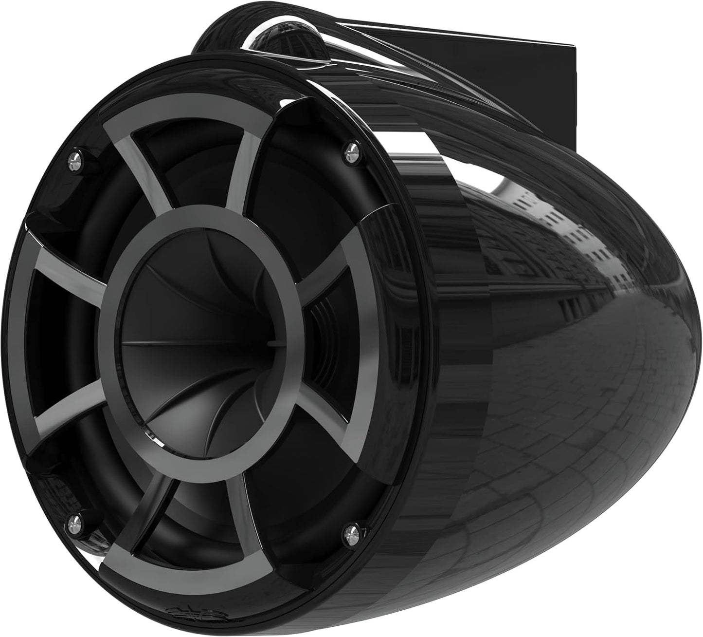 wet sounds Rev 8 Black V2 Revolution Series 8" Black Tower Speakers w/Silver Aluminum Fixed Clamp