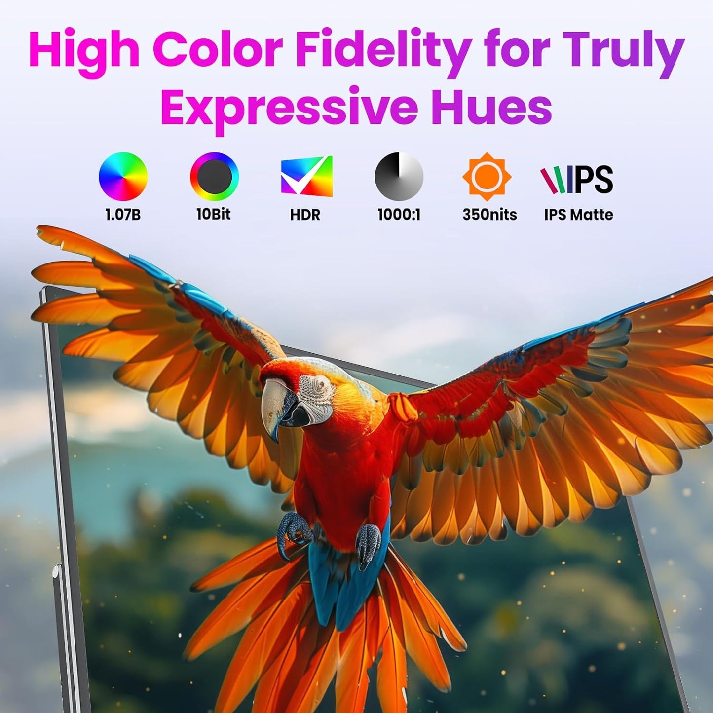 Portable Gaming Monitor 16 Inch QHD 2.5K 2560X1600 16:10 100 Hz 100% sRGB 10 Bit Travel Monitor for MacBook, Laptop, PC, Surface, Game Console, VESA Compatible, with Kickstand & Sleeve