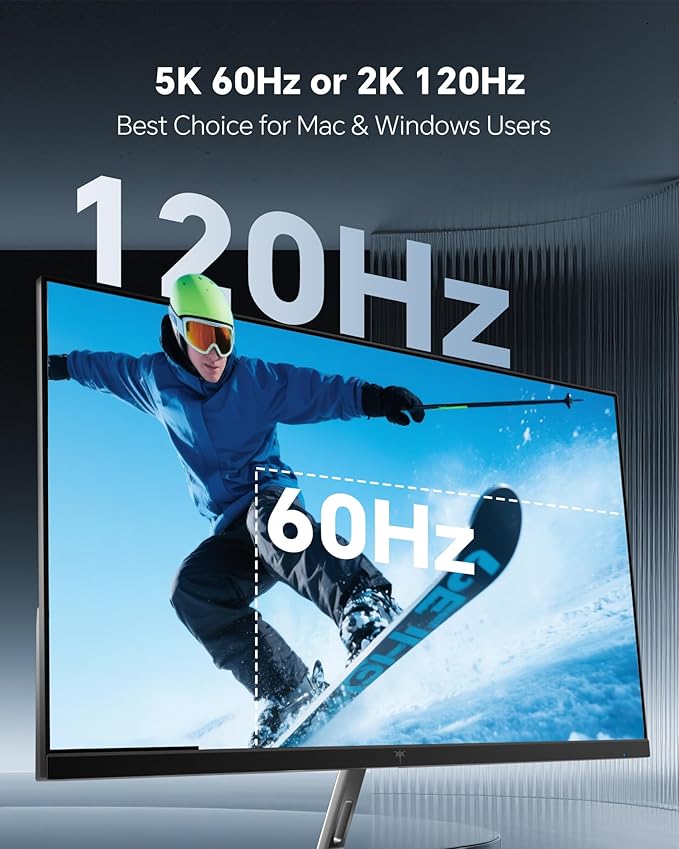 KTC 27 Inch 5K Monitor, 5120 x 2880 5K2K Monitor with 65W Type-C Port, Dual Mode Computer Monitors Compatible with Mac mini, IPS Panel, HDR 400, 217 PPI, 135% sRGB, HDMI DisplayPort, Tilt, H27P3