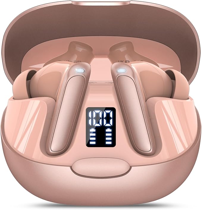 AI Language Translation Earbuds, 3-in-1 Translator Earbuds Real Time with 7 Translation Modes, with Audio and Video Call, 164 Language Bluetooth 5.3 Headphones Translating Device, Rose Gold