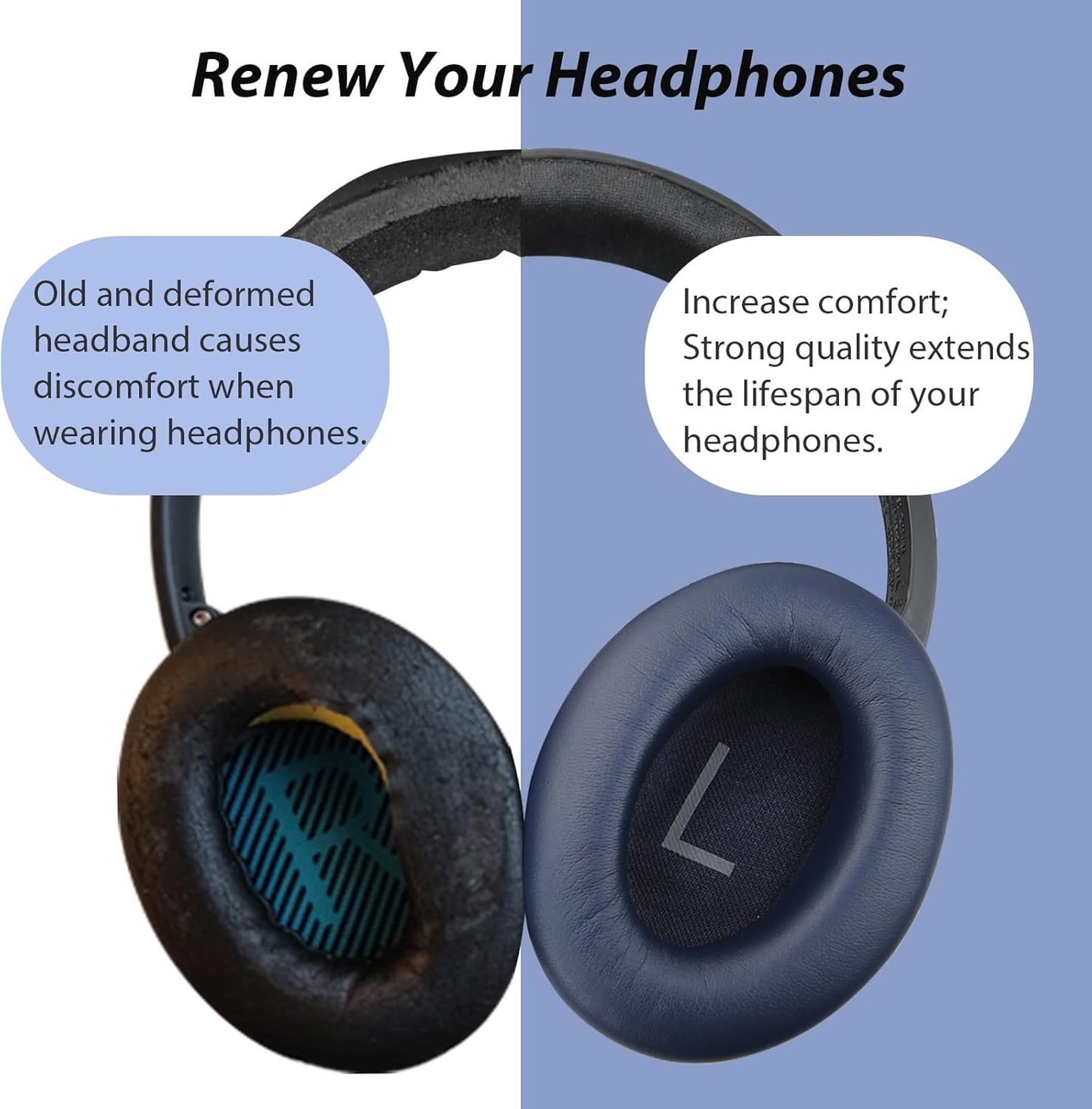 Replacement Headband Pad for Bose QuietComfort 45 (QC45) QC35 QC35 II Headphones (White)
