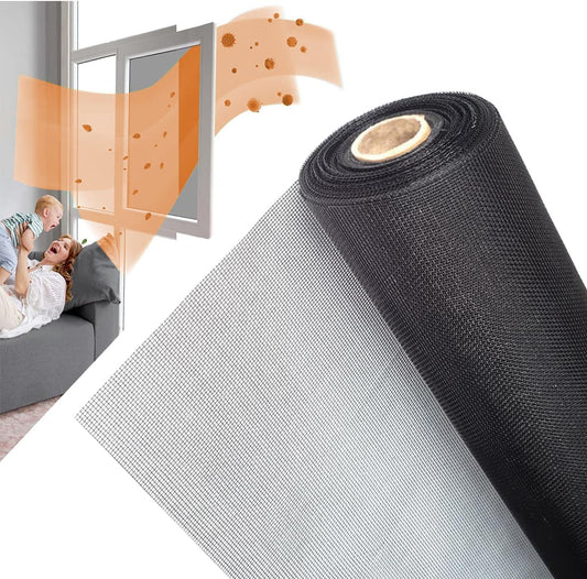 36inch*50ft Window Screens Roll, Replacement Repair Screens Mesh, Cuttable Fiberglass Screens Door Netting, DIY Screening Mesh Netting for Windows, Door, Pool, Porch,Patio -Black