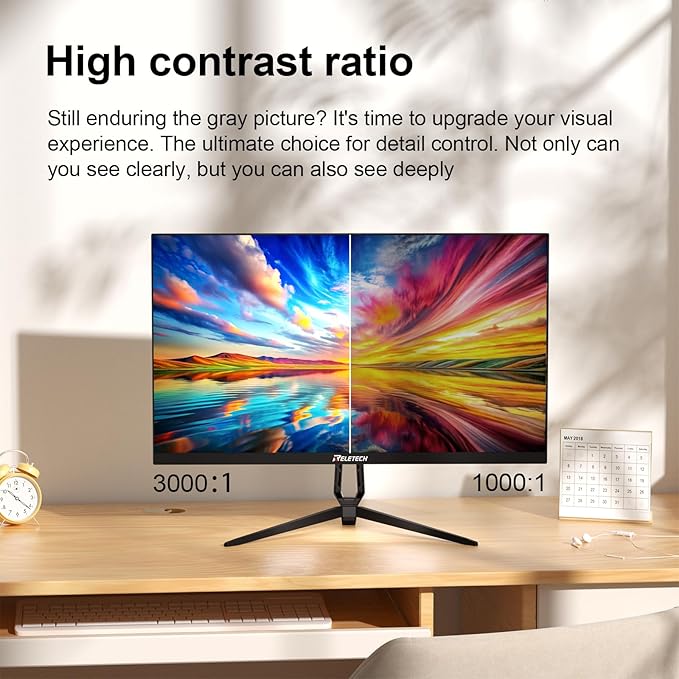 21.5-inch Full HD (1920 x 1080) Gaming Office Monitor,100Hz, 100% sRGB,VA Panels Computer Monitor, VESA 75 * 75mm Compatible, 3000:1 Contrast Ratio, HDMI & VGA Ports (R21 Luma)