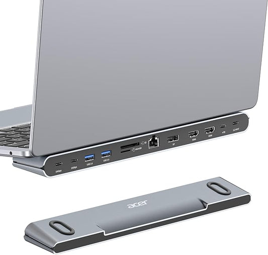 Acer Laptop Docking Station Stand, 11-in-1 USB C Docking Station 3 Monitors with Dual HDMI 4K@60Hz+DP 8K, Ethernet, 10Gbps Data, 100W PD, SD/TF, USB C Dock with Detachable Cable for Acer/Dell/Mac/HP
