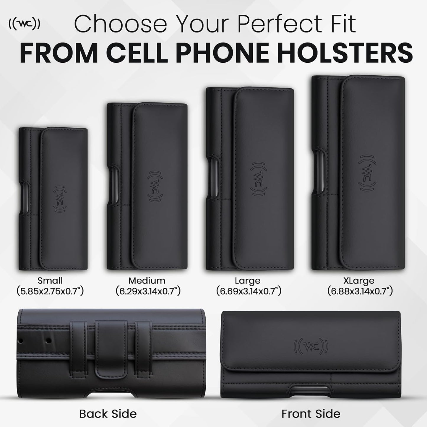 Phone Holster for Men with Credit Card Slot, Cell Phone Case, Fits iPhone 17/16/15/14/13/12 Pro Max – Belt Clip/Loop Carrying Phone Pouch Holder, X Large.