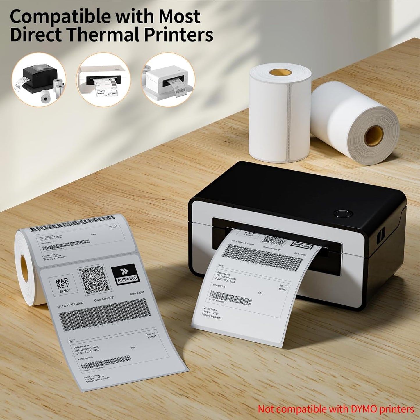 40 Rolls 4" x 6" Direct Thermal Printer Label, 250 Labels/Roll, Total 10000 Thermal Shipping Labels, Strong Adhesive, Commercial Grade, Perforated, Compatible with Most Thermal Printers (NOT for DYMO)