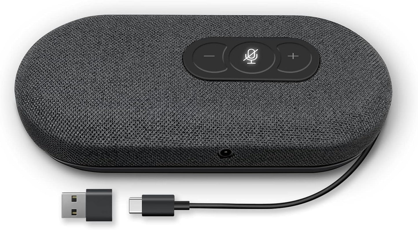 USB Speakerphone, Conference Computer Speakers with Microphone for Home Office Calls, 360 Degree Enhanced Voice Pickup, Noise Reduction, Echo Cancellation, Compatible with Zoom, Teams, Skype