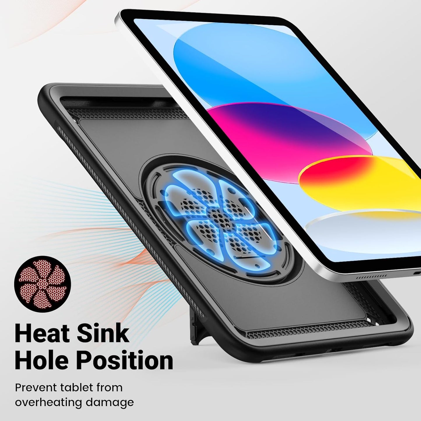 SCSVPN Case for iPad (A16) 11th Generation 11 Inch 2025 / 10th Generation 10.9 Inch 2022, Shockproof Protective Case with Screen Protector, Pencil Holder, Rotating Stand, Hand/Shoulder Strap - Black