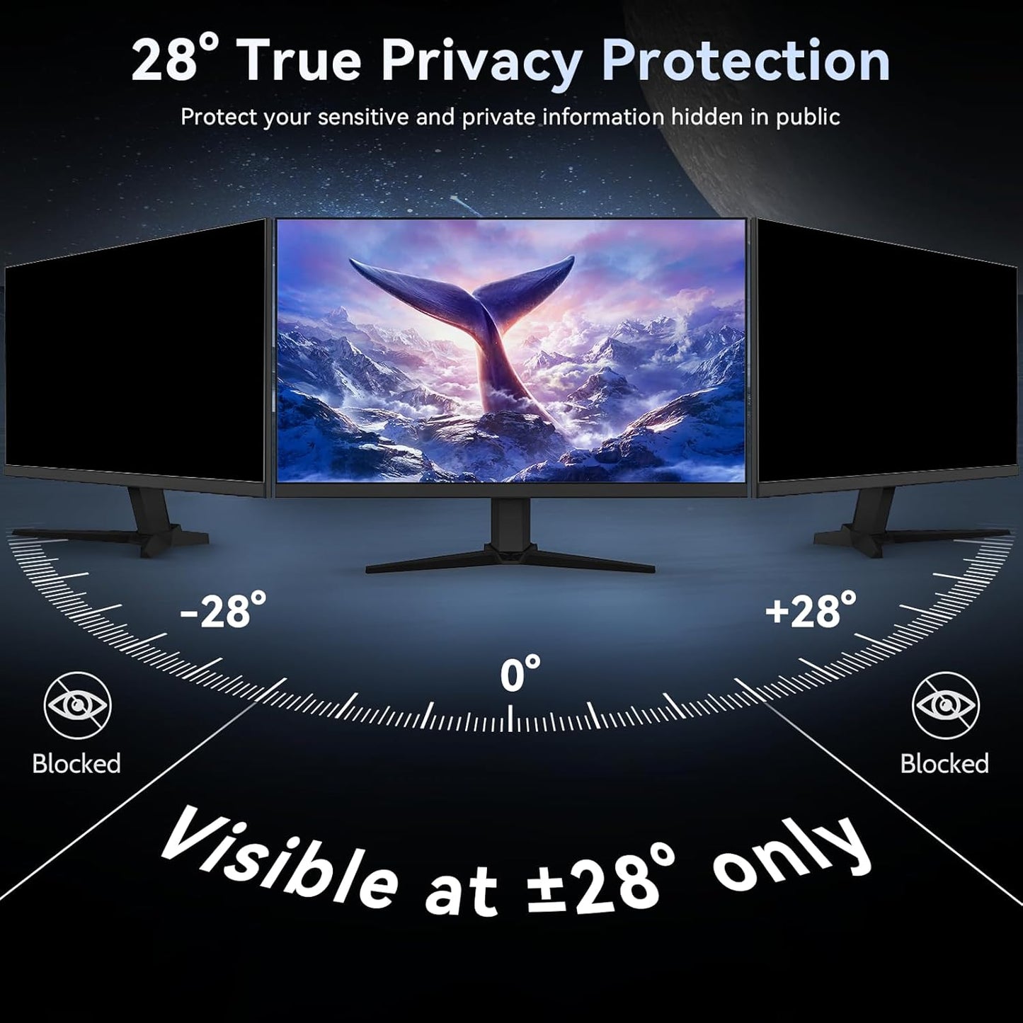 [2-Pack] 24 Inch Computer Privacy Screen Filter for 16:10 Widescreen Monitor, Removable Eye Protection Anti Glare Blue Light Filter Privacy Shield, Anti Spy Screen Protector Film 24 In