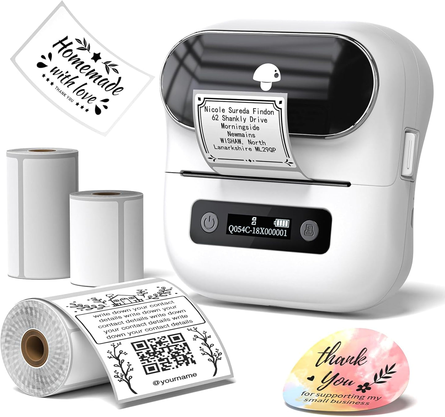 Phomemo Label Maker, M220 Barcode Printer, Thermal Bluetooth Label Printer for Address, Clothing, Warehouse, Mailing,Compatible with Phone & Laptop