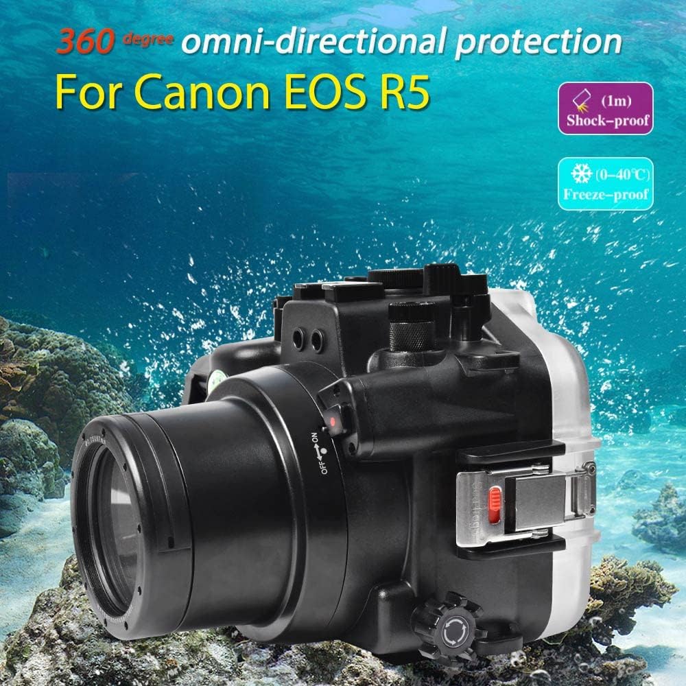 Sea frogs Waterproof Camera Housing Compatible with Canon EOS R5 60MM IPX8 40m/130ft Maximum Diving Depth Underwater Camera Case for Diving, Surfing, Rowing, Skiing