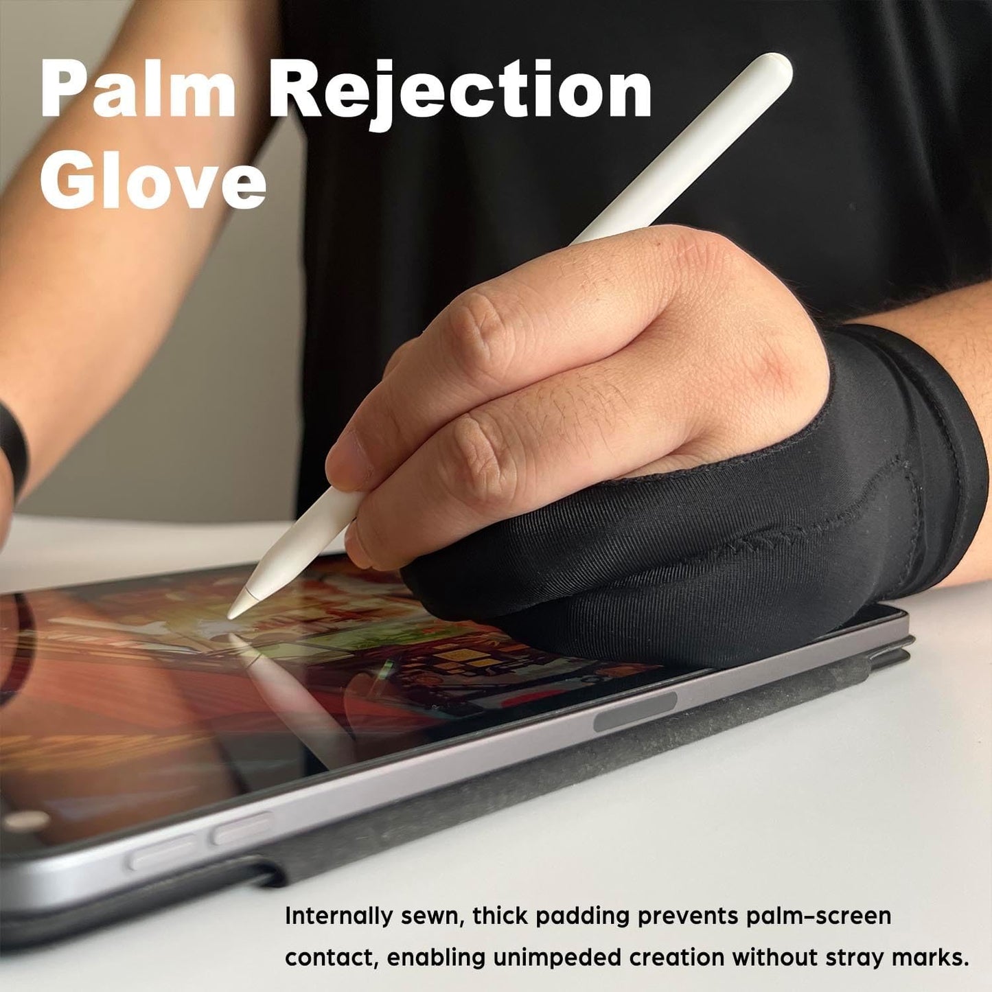 Drawing Glove, Artist Glove for Drawing Tablet iPad, Digital Art Palm Rejection Glove, Good for Left and Right Hand – XS, 2 Pack