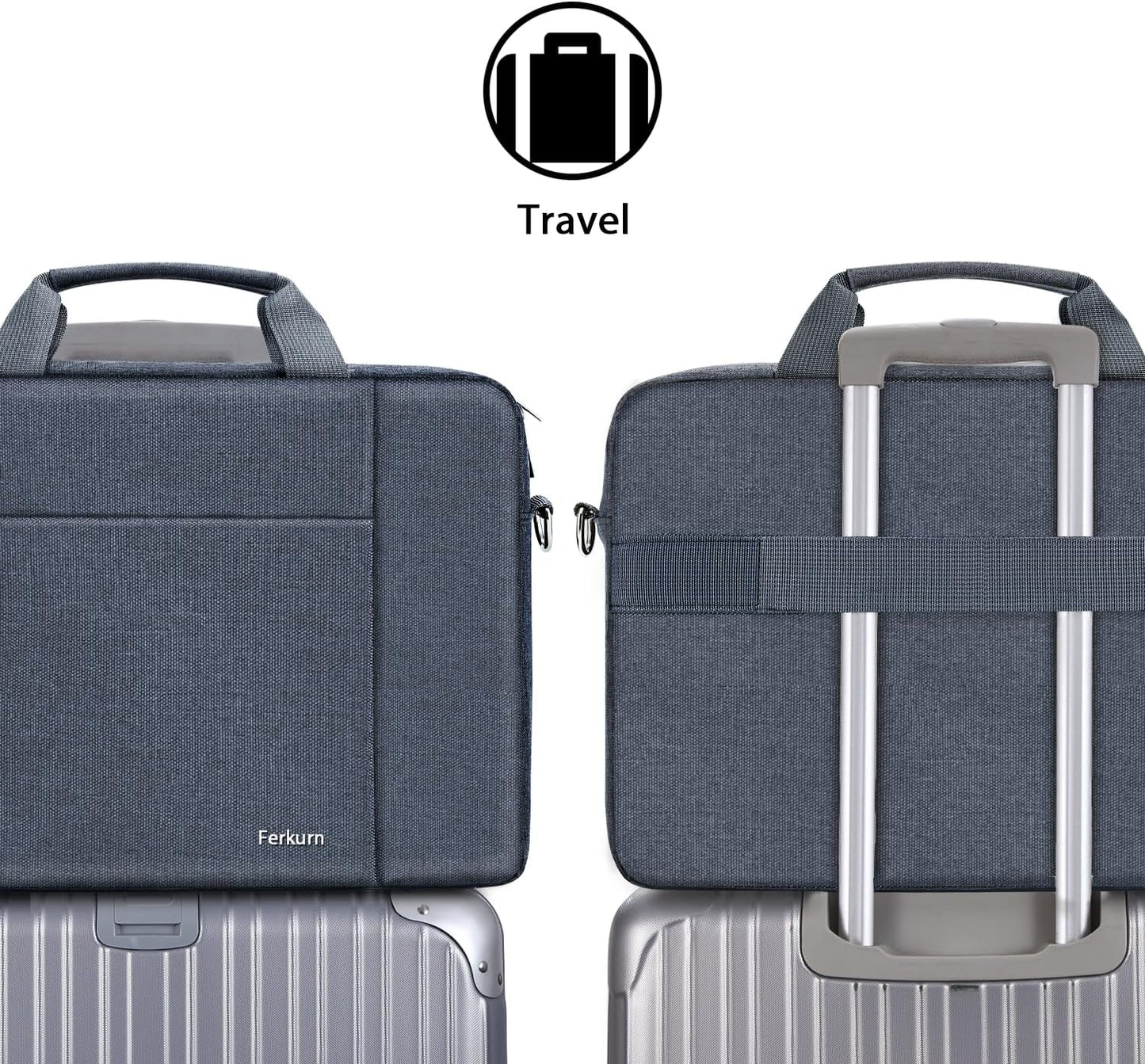 Ferkurn 17 17.3 Inch Laptop Bag Women Men Compatible with HP Envy Pavilion Omen/LG Gram/MSI/Dell Inspiron XPS/Lenovo Thinkpad/Acer, Shoulder Strap Carrying Briefcase Messenger Computer Bag Case, Grey