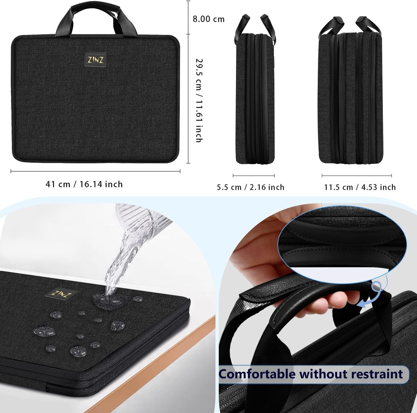ZINZ Laptop Case Computer Sleeve Briefcase with Multi-pockets for 11.6 12.9 13 13.3 14 15 15.6 16 inch Notebooks