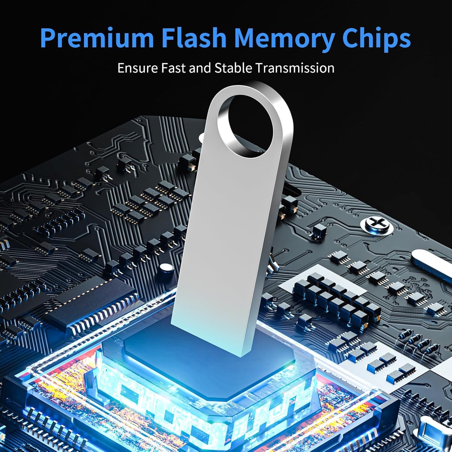 USB 3.0 Flash Drive 32GB 5 Pack, Wooolken High Speed USB 3.0 Thumb Drives Sleek Metal Flash Drives with Keychains, Memory Stick, USB Drive for PC/Computers/Mac/Laptops