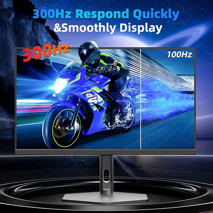 27 inch Gaming Monitor 300Hz, QHD 1440P, 0.8ms Frameless, Ultra Slim Computer Monitor, Height/Pivot/Swivel/Tilt Adjustable Vertical Monitor, Support FreeSync, VESA, DP*2, HDMI*2