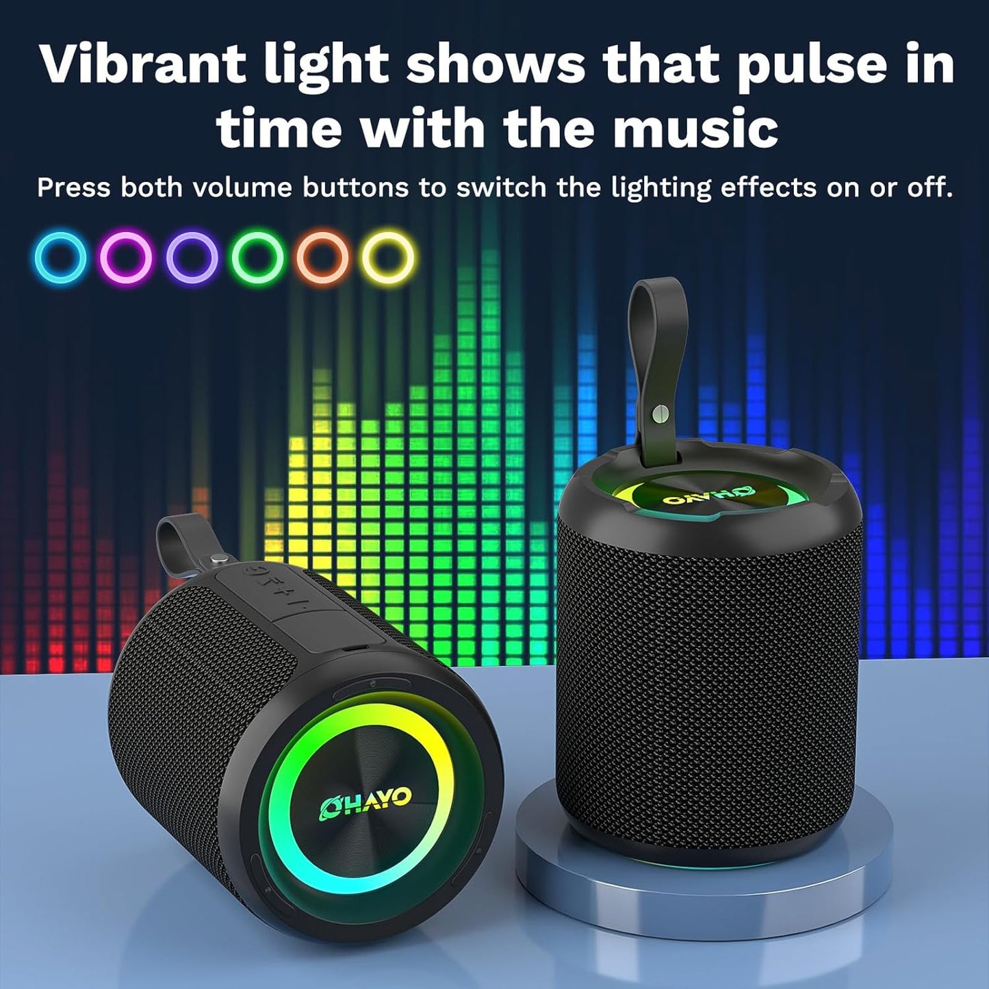 OHAYO 40W Wireless Portable Bluetooth Speaker with Lights, IPX7 Waterproof, Loud Sound, RGB Lights,TWS Pairing, AUX&TF-Card in, for Home/Party/Travel/Outdoor/Beach