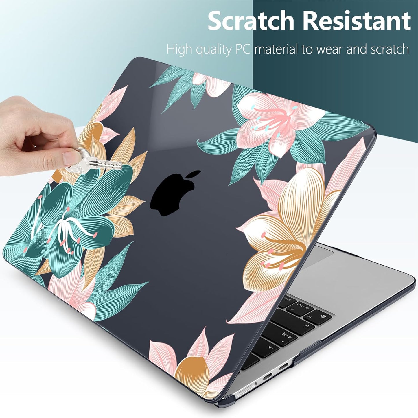TWOLSKOO for M4 MacBook Air 13.6 inch Case 2025-2022 Release M4 A3240 M3 A3113 M2 A2681, Plastic Hard Shell & Screen Protector & Keyboard Cover & Trackpad Film, Clivia Flowers