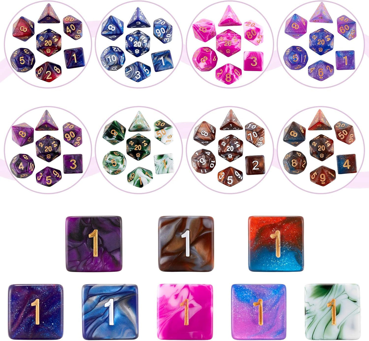 DND Dice Set, 25 X 7 Polyhedral Dice for Dungeons and Dragons DND RPG MTG Table Game with 1 Large Flannel Bag 175 Pieces