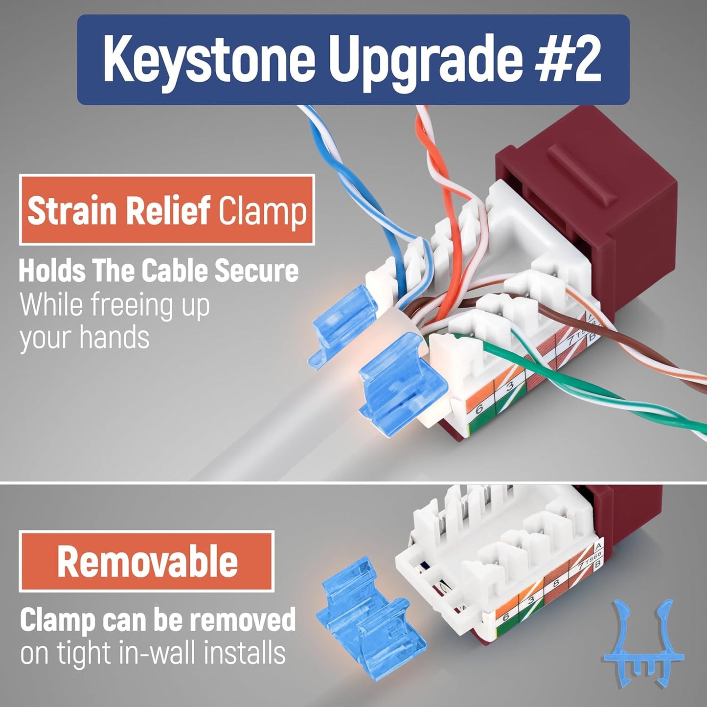 Everest 45° Angled RJ45 Cat5e Keystone Jacks 50-Pack in Red - Slim Profile Female RJ45 Connectors - Cat 5e Keystone Jack - Compatible with 45° Angled Speed Termination Tool - 45Term (B0BL3GS7ZY)