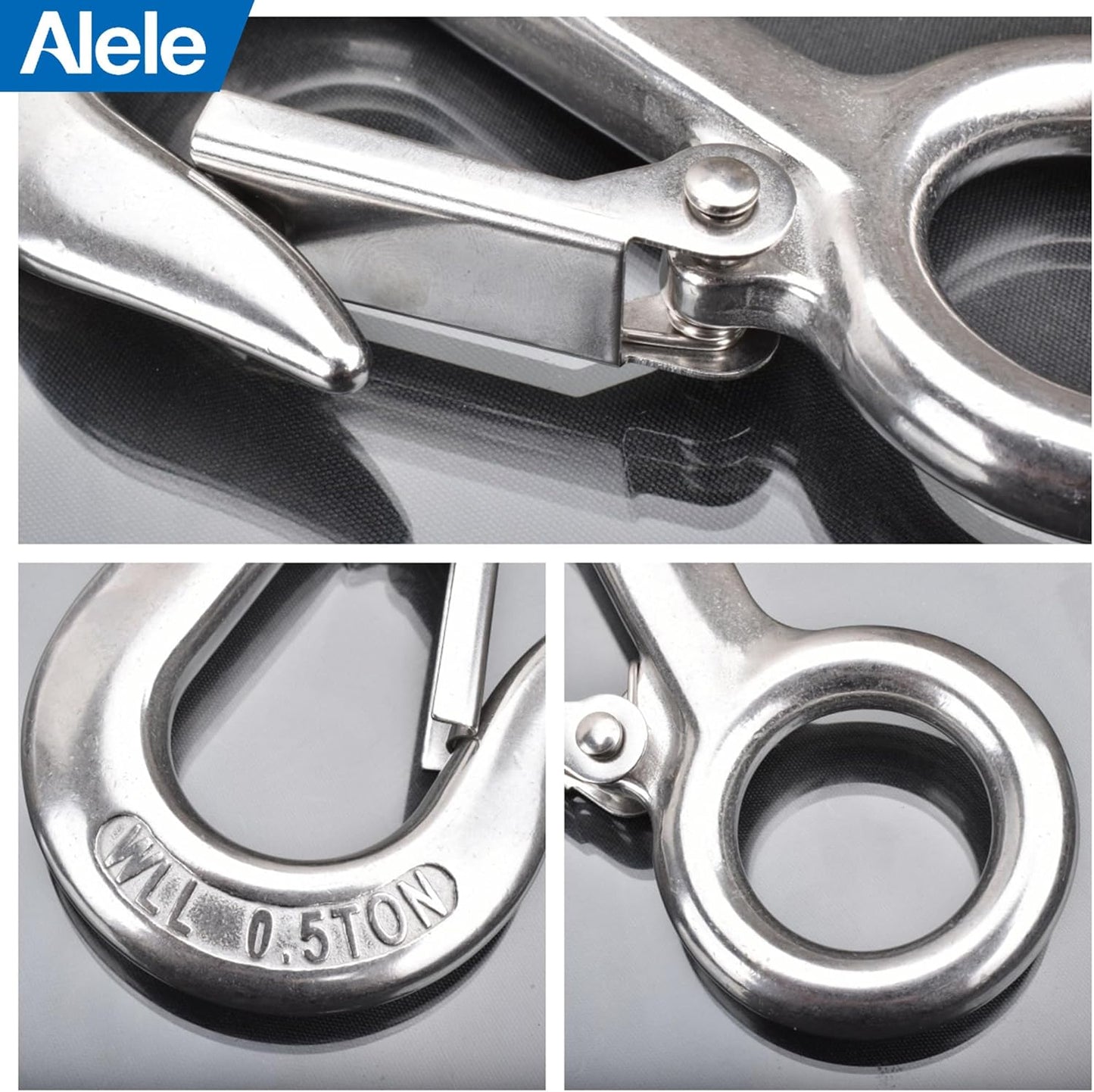 Alele 0.5T Crane Scale Grab Hooks,Slip Hooks,Stainless Steel Lifting Hook Rigging Accessory (Grab Hooks 500kg)