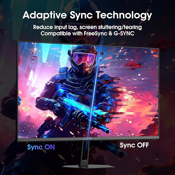 Amzfast 24 Inch Gaming Monitor 180Hz 200Hz FHD 1080p Computer Monitor, 1ms Adaptive Sync, 3000:1, 129% sRGB HDR Display, Eye Care VESA 75x75 Metal Stand HDMI 2.0 | DP 1.4, AMZG24X1