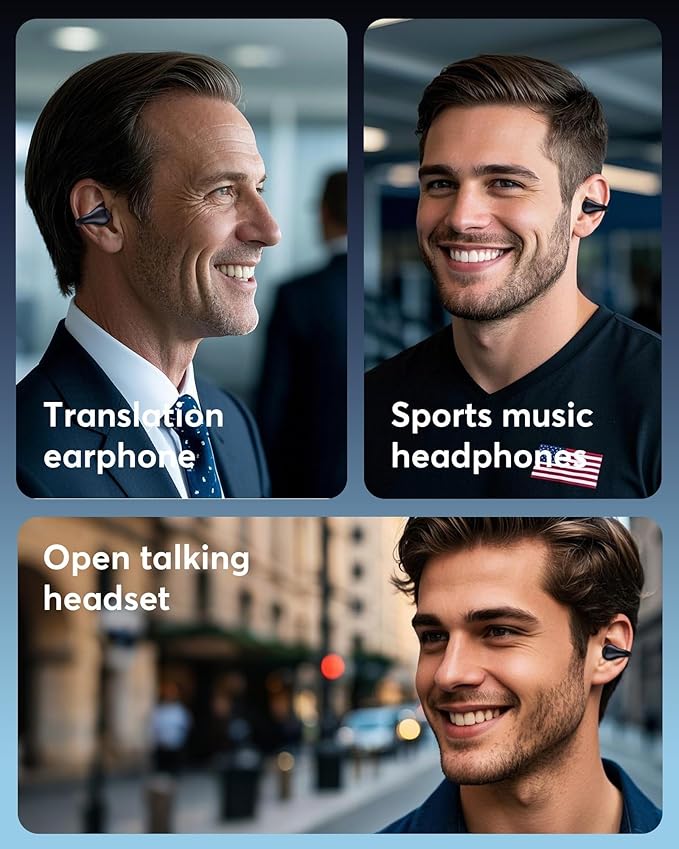 AI Translation Earbuds Real Time 146 Languages 60H Playtime Translator Ear Buds Audifonos Traductores Inglés Español Wireless Earphones Bluetooth Headphones for Travel Business Meeting