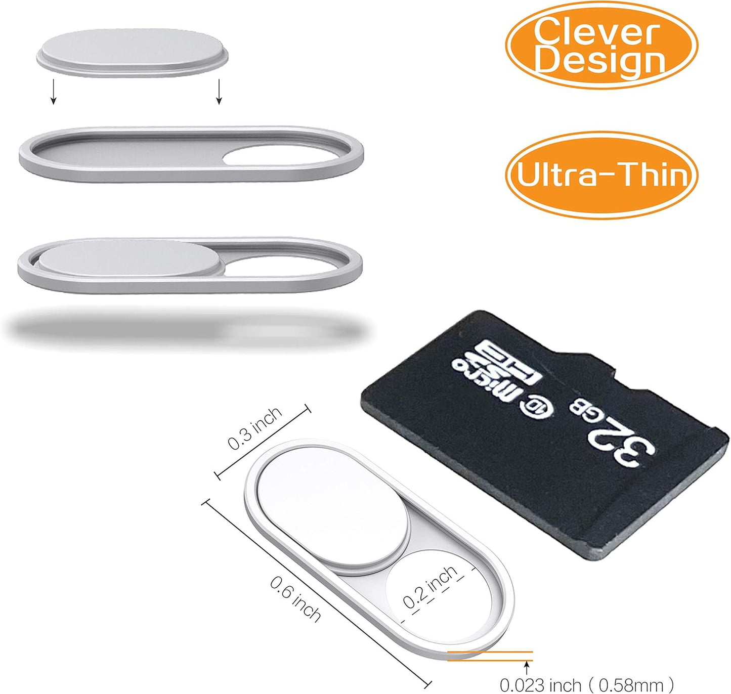 imluckies Metal Webcam Cover Slide, 0.023in Camera Cover for Laptop Computer, MacBook Pro/Air iMac iPad Tablet iPhone 8/7/6 Plus, Echo Show/Spot Web Camera Blocker Protect Your Privacy [2 Pack White]