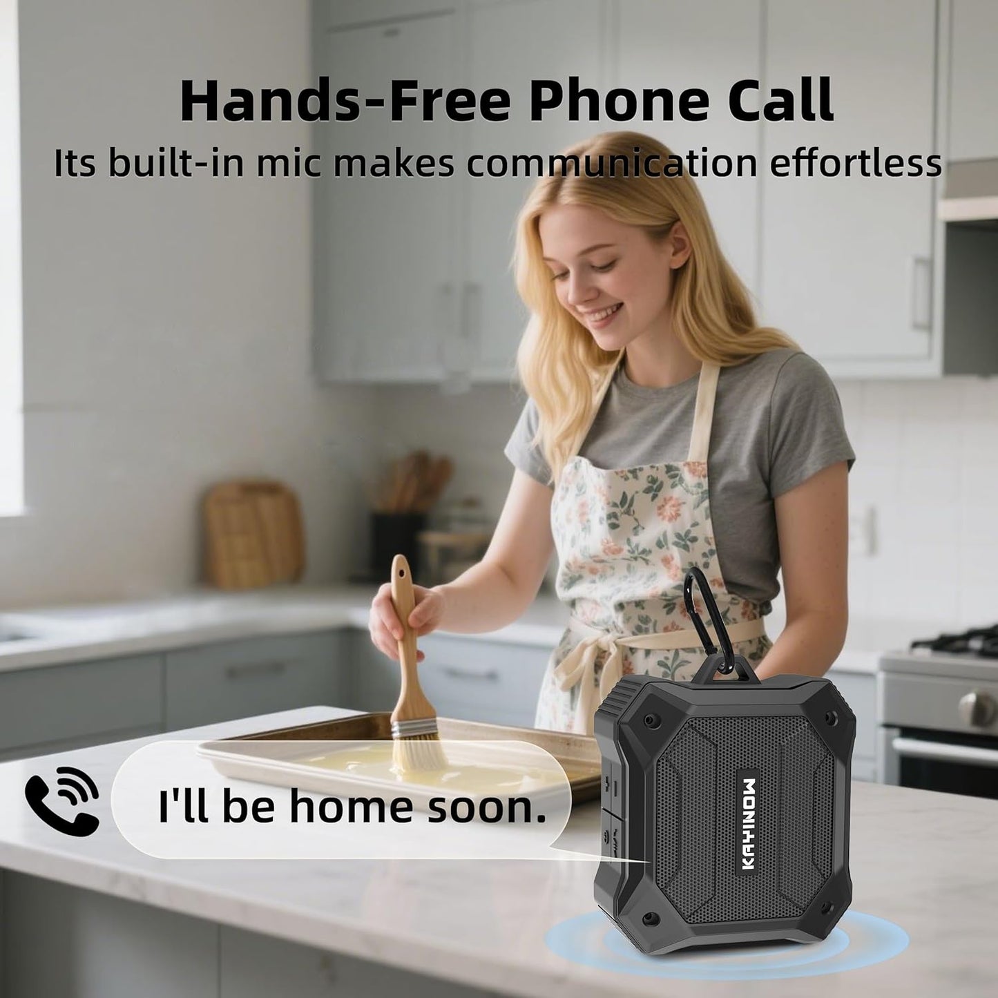 Small Shower Speaker Supports TWS Stereo Pairing and Hands-Free Calling, Loud, IPX7 Waterproof Wireless Bluetooth Speaker, 12H Playtime, Suitable for Home Bathroom, Outdoor Travel, Beach