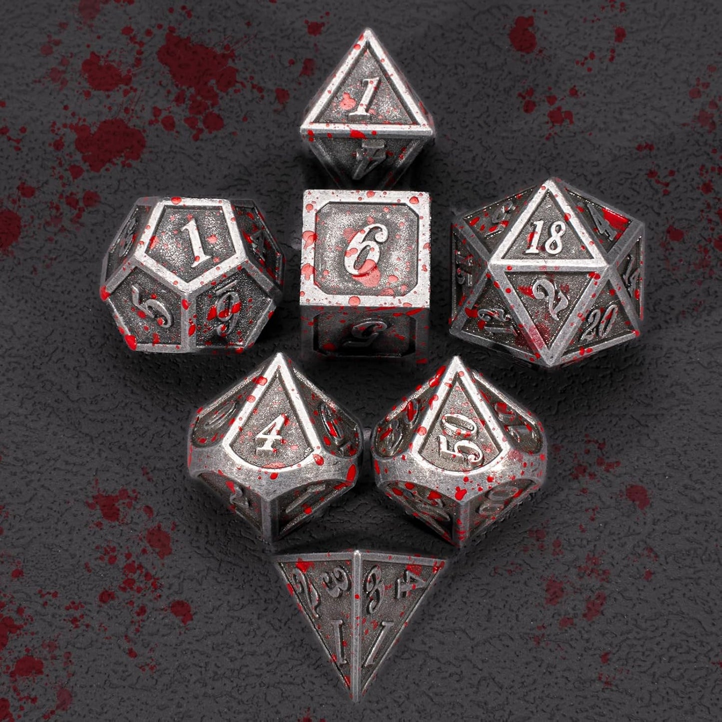 D&D Dice,DND Dice Set for Dungeons and Dragons,D20 Metal Dice for Gaming Dice Set or RPG Role Playing MTG Tabletop Board Games（SilverBlood）