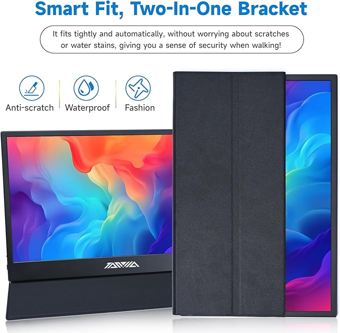 15.6" Portable Monitor, 1080P FHD IPS USB-C/HDMI Display, Ultra-Slim Second Screen for Laptop/Phone/PS5/Xbox, Plug & Play Travel Monitor