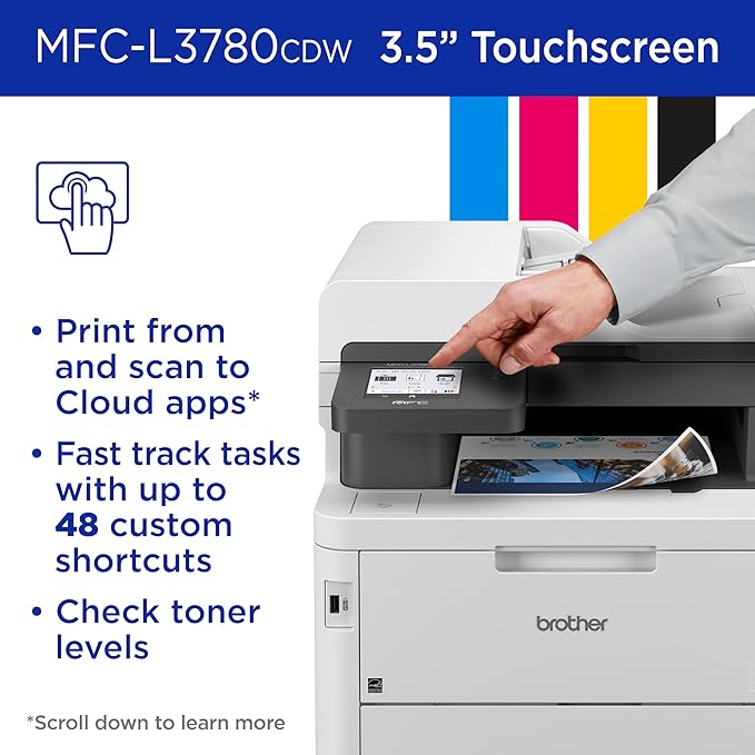 Brother MFCL3780CDW Wireless Digital Color All-in-One Laser Printer, Single Pass Duplex Copy & Scan | Includes 2 Month Refresh Subscription Trial ¹ Amazon Dash Replenishment Ready (Renewed Premium)